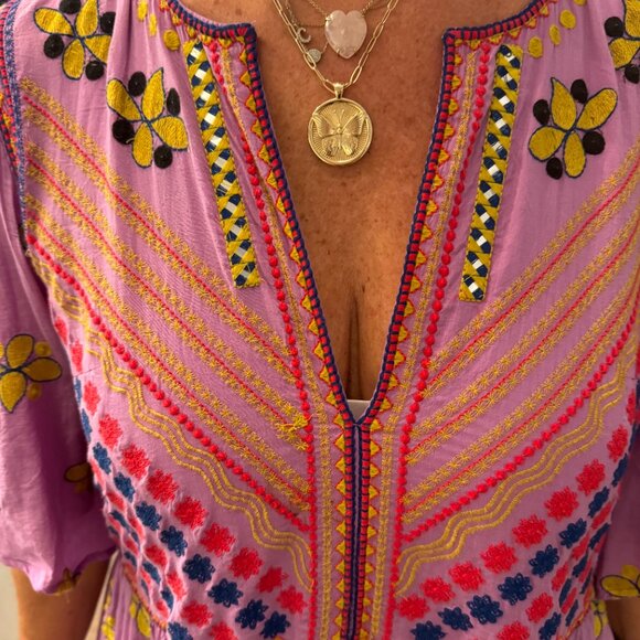 Oliphant Purple Dress with Embroidered Flowers - Picture 5 of 11